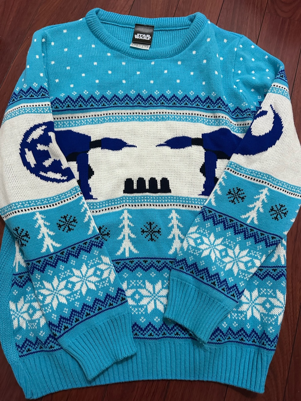 Star Wars Men's Crewneck Sweater in Bright Blue and White